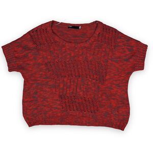 Fox Racing‎ Top Women's Medium Rust Black woven pullover Cable sweater